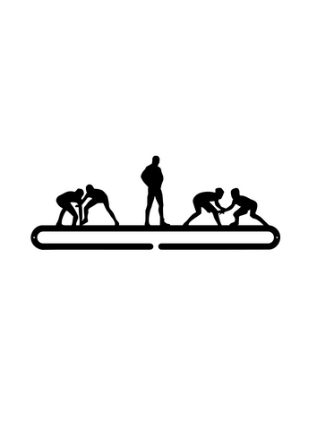 WRESTLING MEDAL HOLDER WITH WRESTLER SILHOUETTES