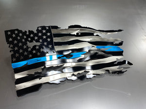 Thin Blue Line Wavy Flag