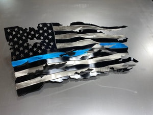 Thin Blue Line Wavy Flag