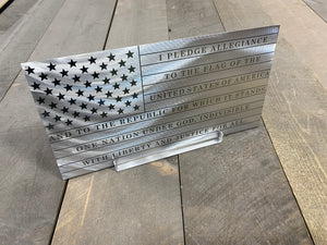 Pledge of allegiance engraved metal flag, pledge flag