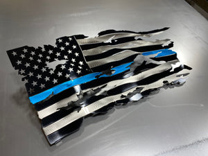 Thin Blue Line Wavy Flag