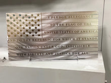 Pledge of allegiance engraved metal flag, pledge flag