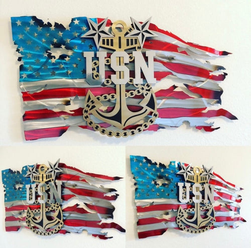 Officially Licensed Master Chief American Flag, Tattered USN flag