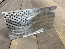 Pledge of allegiance engraved metal flag, pledge flag