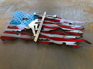 Lineman American Flag, Electrician Gift, Metal Flag