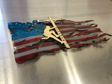 Lineman American Flag, Electrician Gift, Metal Flag