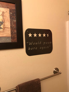 Would Poop Here Again / 4.5 Stars / Bathroom Decor