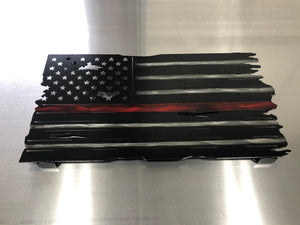 Thin Red Line Flag, Fireman Metal Flag, firefighter gifts