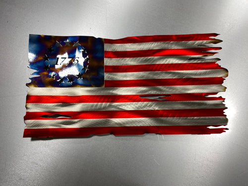 Betsy Ross American Flag with Heat Patina Star Field