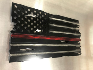 Thin Red Line Flag, Fireman Metal Flag, firefighter gifts